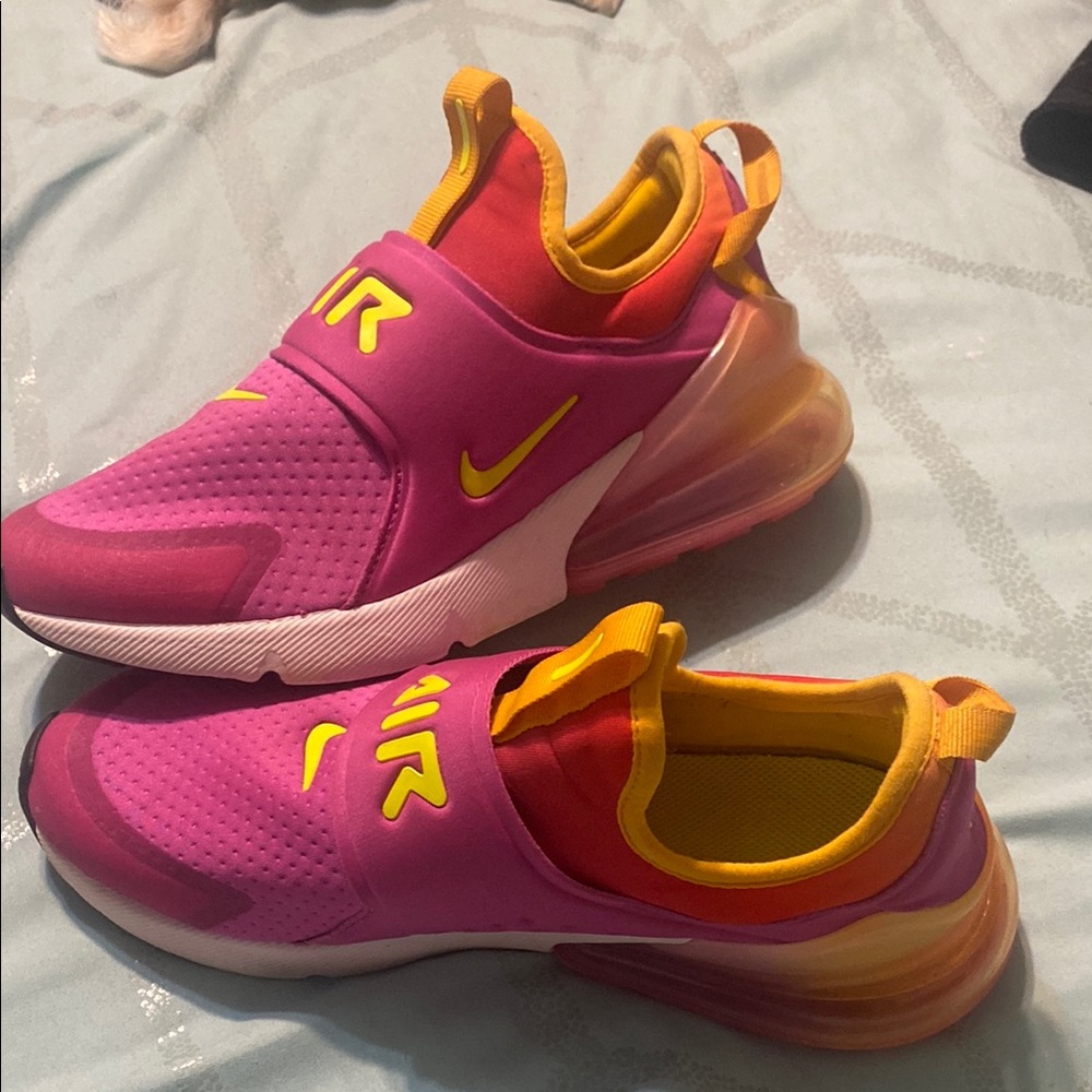 Nike Pink and Yellow Sneakers with Air Bubble Sole